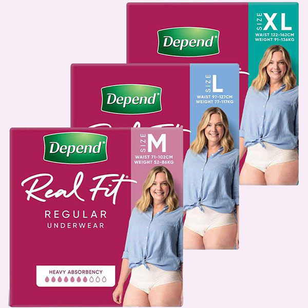 Depend Real Fit Regular Underwear For Women Medium Waist 71