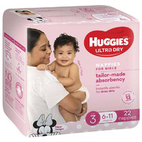 Huggies Ultra Dry Nappies Size3 Crawler (6-11kg | 22PK) Girl