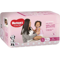Huggies Ultra Dry Nappies Size6 Junior (16kg+ | 14PK) Girl