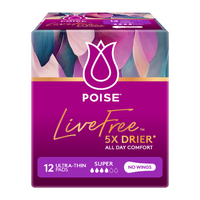 Poise® LiveFree Super Pad with No Wing (12PK)