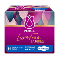 Poise® LiveFree Regular Pad with Wing (14PK)