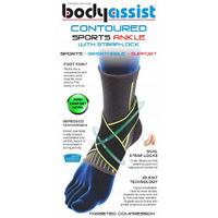 BodyAssist Contoured 3D Sports Ankle Sleeve with Strap-Locks