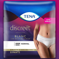 Tena Pants Women Discreet Low Waist White (8PK) Medium or Large