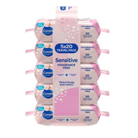 Cruash Baby Travel Wipes Fragrance Free (5x20PK)