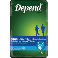 Depend® Undergarments with Buttons Unisex (16PK | OneSize)