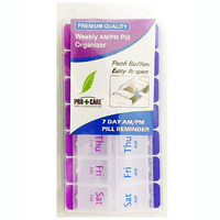 Weekly Pill Organizer - 2 Sections Per Day - Push Button Open