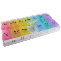 Weekly Pill Organiser - 2 Sections Per Day - Push Button Open - Large 
