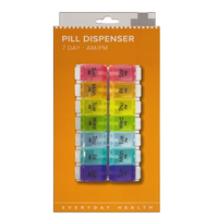 Weekly Pill Organiser - 2 Sections Per Day - Push Button Open - Large 