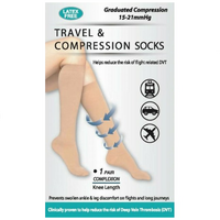 PRO+CARE Travel Compression Socks (Tan l 5 Sizes)